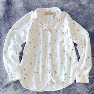 Wrangler button up cactus long sleeved top-girls size xl